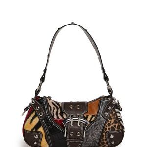 Dolls Kill Multicolor Patchwork Animal Print Shoulder Bag